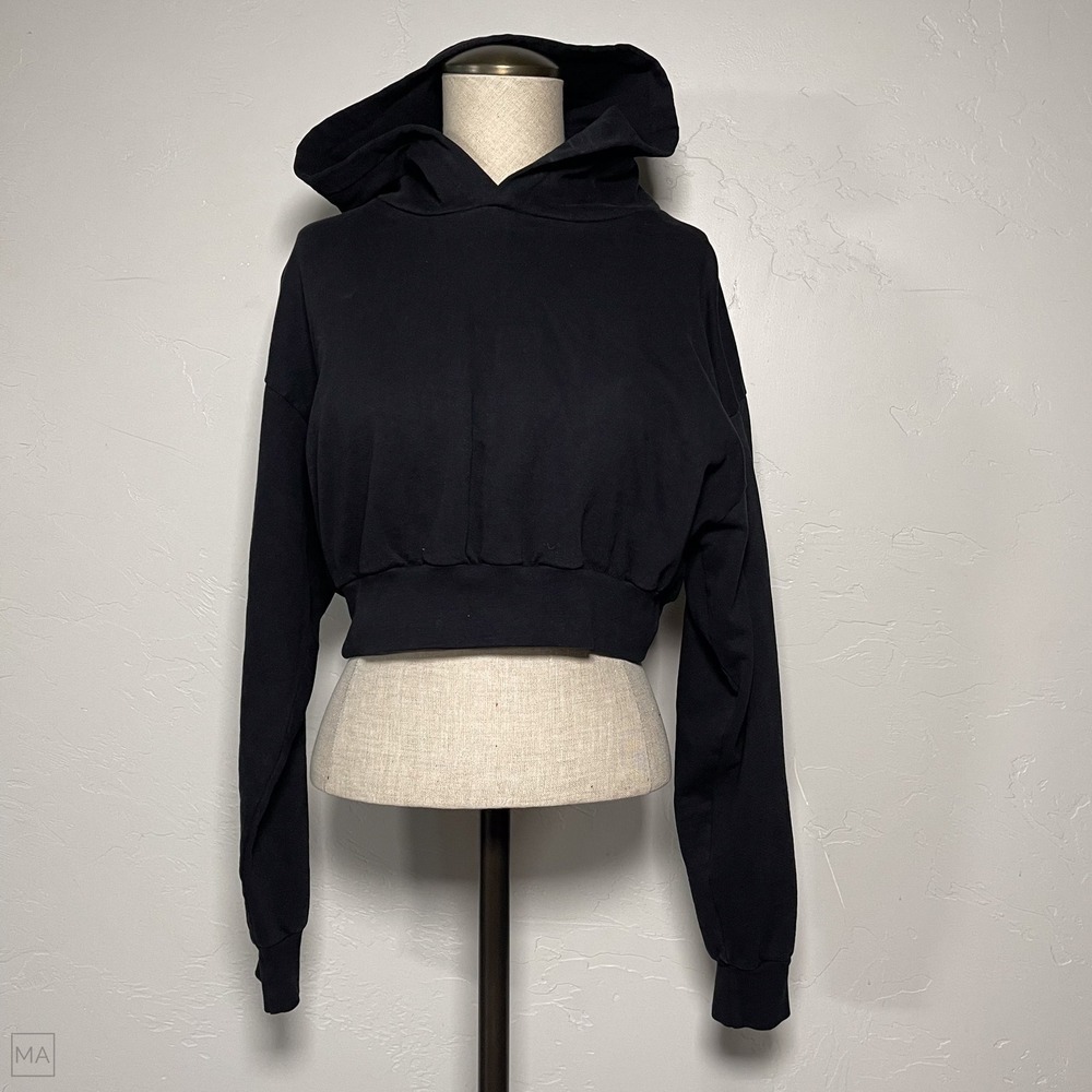 Talentless Women's Cropped Sweater Pullover‎ Hoodie Athleisure Size M Black